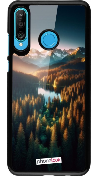 Huawei P30 Lite Case Hülle - Sonnenuntergang Waldsee Huawei P30 Lite Case Hülle - Sonnenuntergang Waldsee