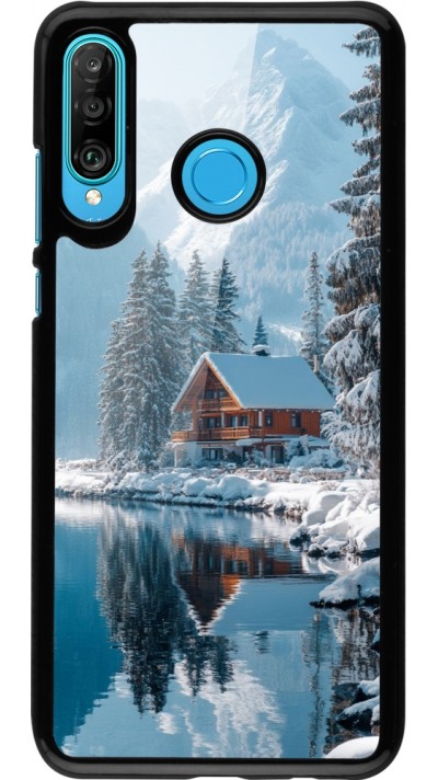 Huawei P30 Lite Case Hülle - Winter 25 Winter house forest day
