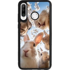 Huawei P30 Lite Case Hülle - Silikon schwarz Easter 2026 Rabbits
