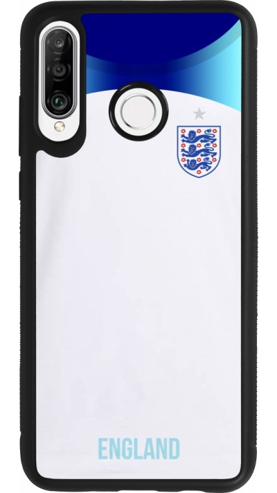Coque Huawei P30 Lite - Silicone rigide noir Maillot de football Angleterre 2022 personnalisable