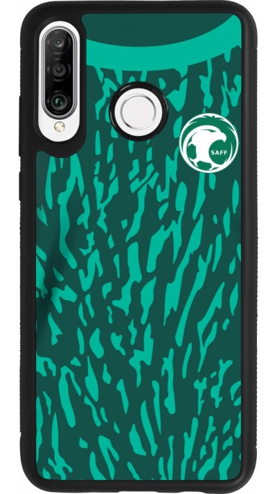Coque Huawei P30 Lite - Silicone rigide noir Maillot de football Arabie saoudite 2022 personnalisable
