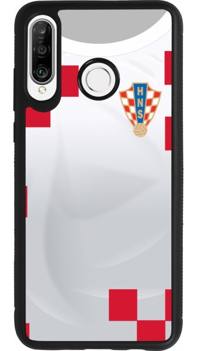 Coque Huawei P30 Lite - Silicone rigide noir Maillot de football Croatie 2022 personnalisable