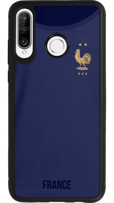 Coque Huawei P30 Lite - Silicone rigide noir Maillot de football France 2022 personnalisable