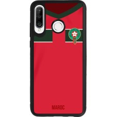 Coque Huawei P30 Lite - Silicone rigide noir Maillot de football Maroc 2022 personnalisable