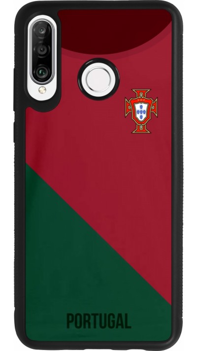 Coque Huawei P30 Lite - Silicone rigide noir Maillot de football Portugal 2022