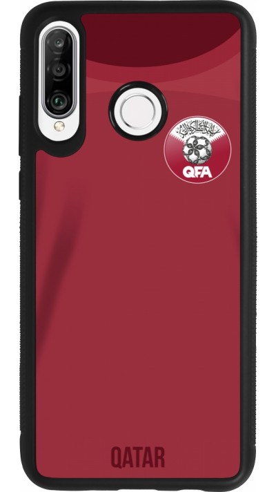 Coque Huawei P30 Lite - Silicone rigide noir Maillot de football Qatar 2022 personnalisable