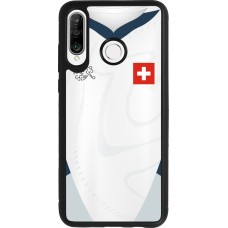 Coque Huawei P30 Lite - Silicone rigide noir Maillot de football Suisse Extérieur personnalisable