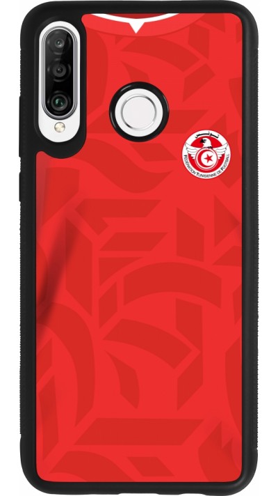 Coque Huawei P30 Lite - Silicone rigide noir Maillot de football Tunisie 2022 personnalisable