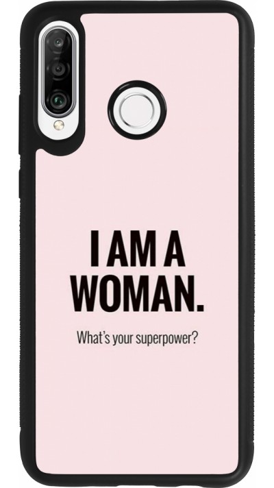 Coque Huawei P30 Lite - Silicone rigide noir I am a woman