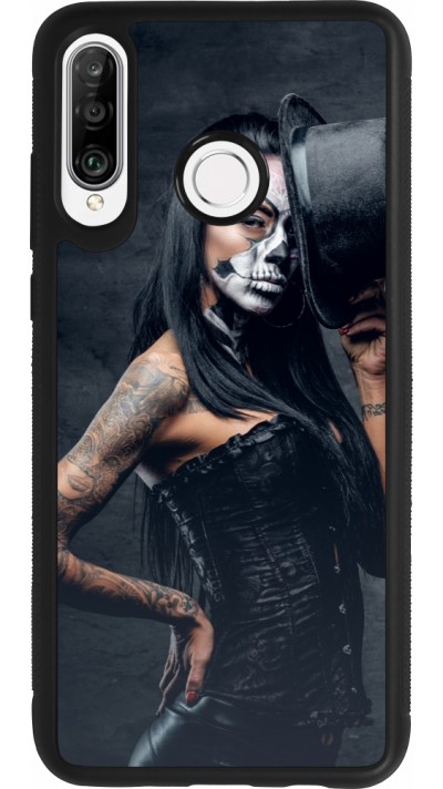Coque Huawei P30 Lite - Silicone rigide noir Halloween 22 Tattooed Girl