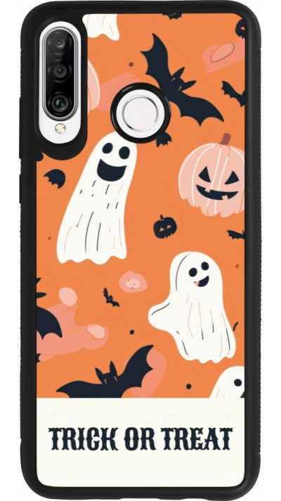 Coque Huawei P30 Lite - Silicone rigide noir Halloween 2025 Trick treat