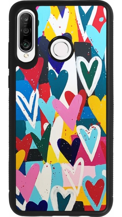Coque Huawei P30 Lite - Silicone rigide noir Joyful Hearts