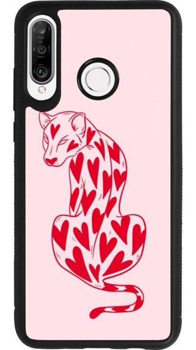 Huawei P30 Lite Case Hülle - Silikon schwarz Leopard with hearts 2026