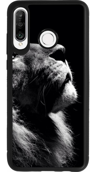 Coque Huawei P30 Lite - Silicone rigide noir Lion looking up