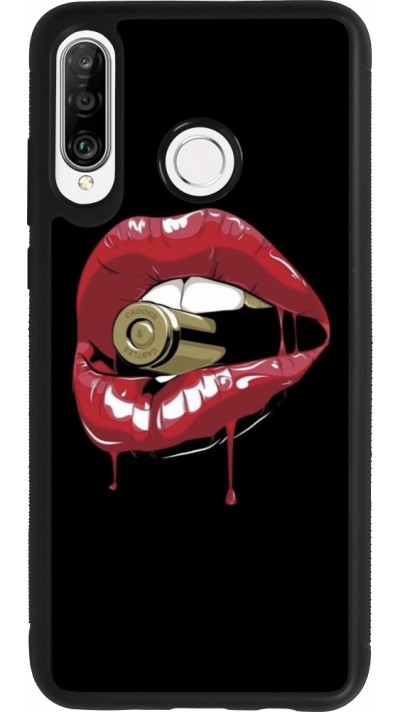 Coque Huawei P30 Lite - Silicone rigide noir Lips bullet
