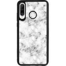 Coque Huawei P30 Lite - Silicone rigide noir Marble 01