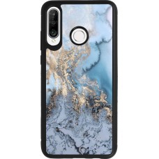 Coque Huawei P30 Lite - Silicone rigide noir Marble 04