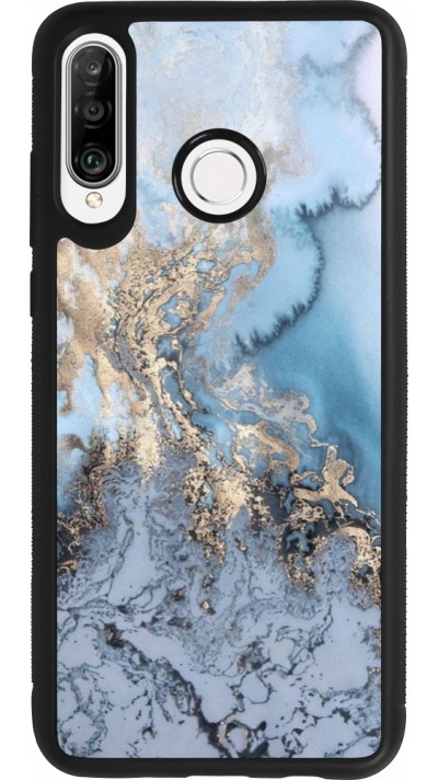 Coque Huawei P30 Lite - Silicone rigide noir Marble 04