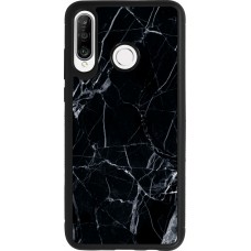 Coque Huawei P30 Lite - Silicone rigide noir Marble Black 01