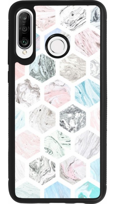 Coque Huawei P30 Lite - Silicone rigide noir Marble Everything