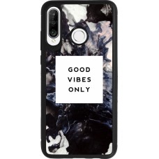 Coque Huawei P30 Lite - Silicone rigide noir Marble Good Vibes Only