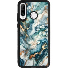 Coque Huawei P30 Lite - Silicone rigide noir Marbre Vert Bleu Doré