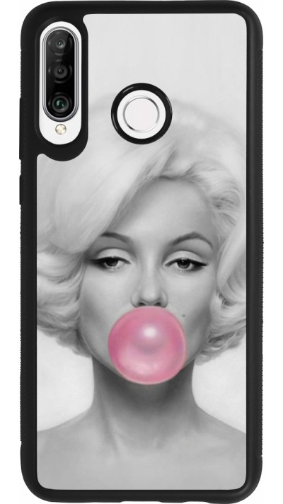 Coque Huawei P30 Lite - Silicone rigide noir Marilyn Bubble