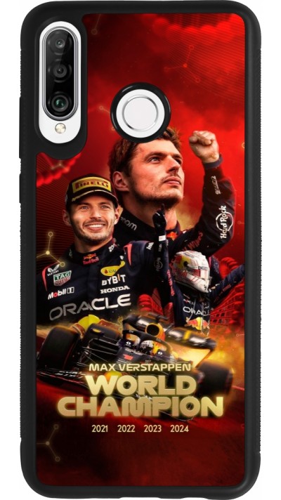 Coque Huawei P30 Lite - Silicone rigide noir Max Verstappen Champion 2023