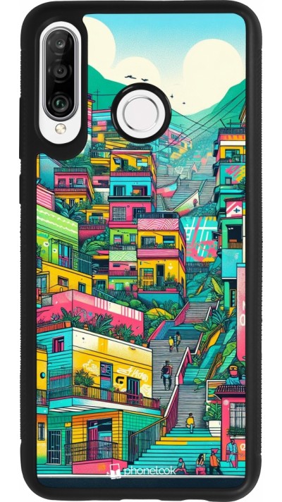 Coque Huawei P30 Lite - Silicone rigide noir Medellin Comuna 13 Art