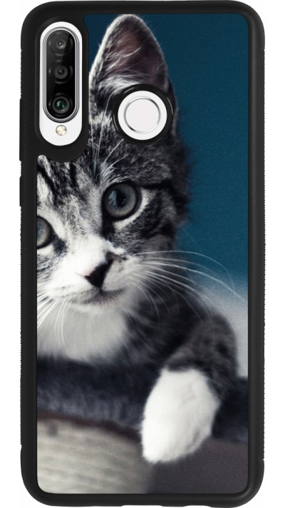 Coque Huawei P30 Lite - Silicone rigide noir Meow 23