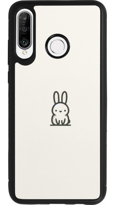 Coque Huawei P30 Lite - Silicone rigide noir Minimal bunny cutie