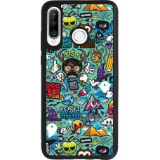 Coque Huawei P30 Lite - Silicone rigide noir Mixed Cartoons Turquoise