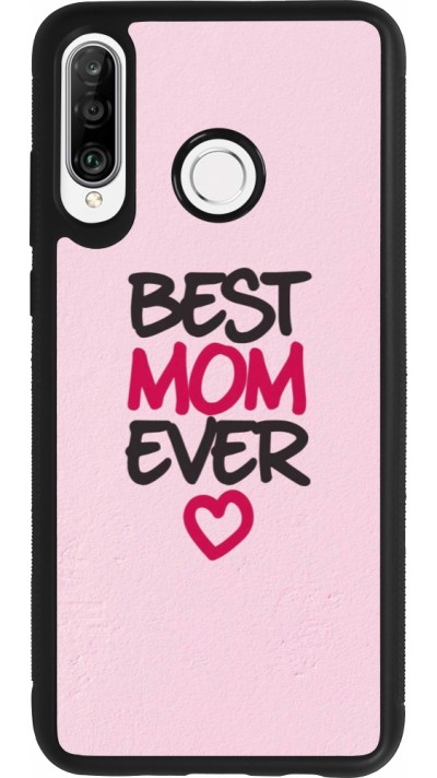 Coque Huawei P30 Lite - Silicone rigide noir Mom 2023 best Mom ever pink
