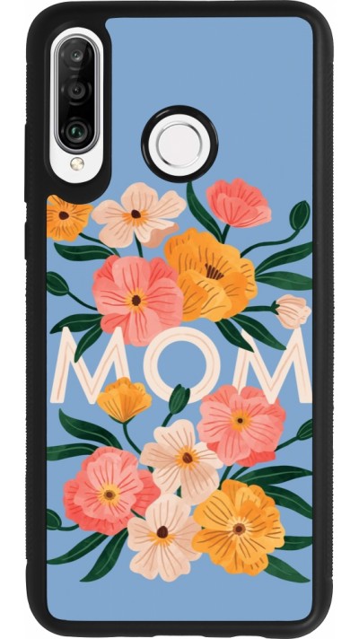 Huawei P30 Lite Case Hülle - Silikon schwarz Mom 2026 Flowers