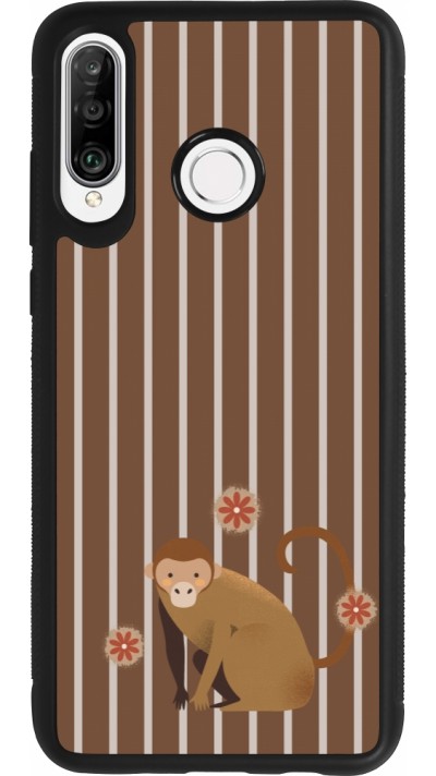 Coque Huawei P30 Lite - Silicone rigide noir Monkey with stripes