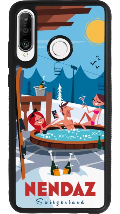 Coque Huawei P30 Lite - Silicone rigide noir Nendaz Mountain Jacuzzi