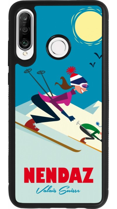 Coque Huawei P30 Lite - Silicone rigide noir Nendaz Ski Downhill