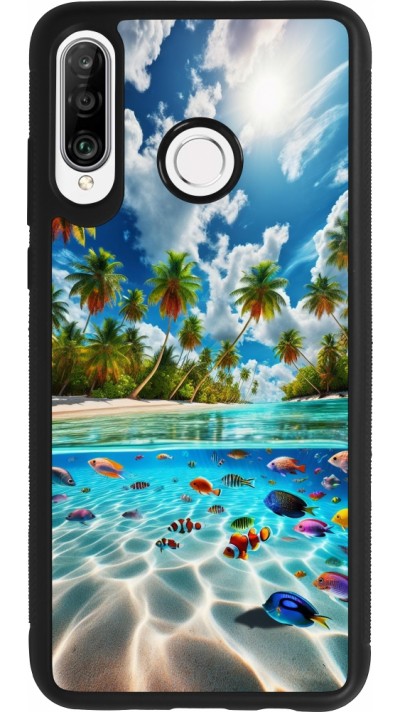 Coque Huawei P30 Lite - Silicone rigide noir Plage Paradis