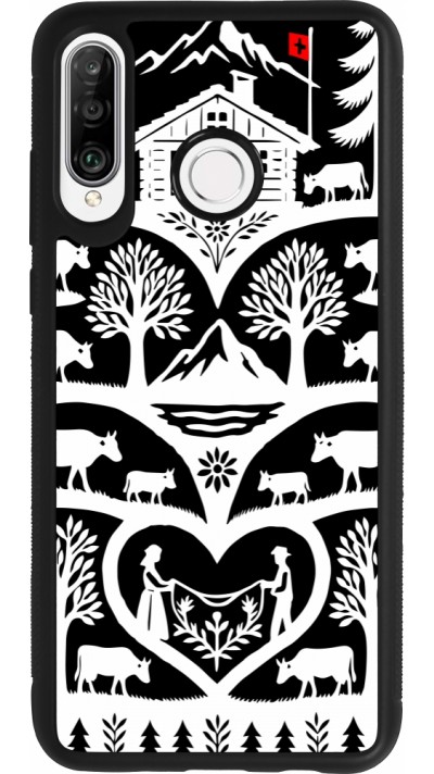 Coque Huawei P30 Lite - Silicone rigide noir Poya Suisse 2 noir