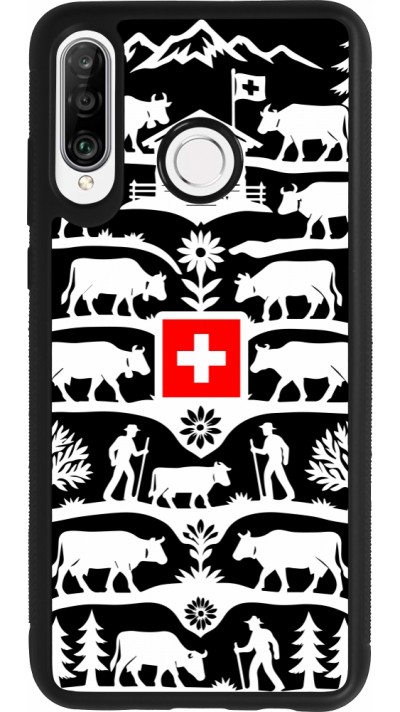 Coque Huawei P30 Lite - Silicone rigide noir Poya Suisse 3 noir
