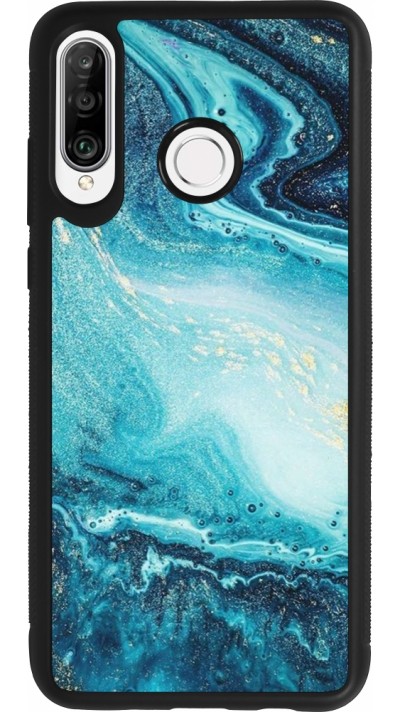 Coque Huawei P30 Lite - Silicone rigide noir Sea Foam Blue