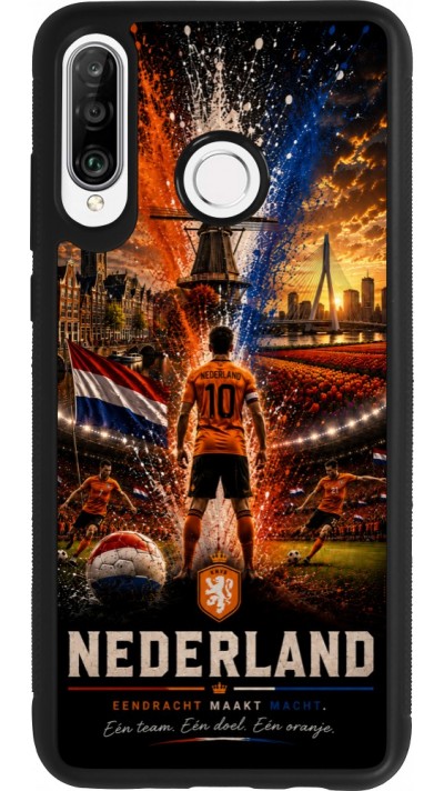 Coque Huawei P30 Lite - Silicone rigide noir Football Pays-Bas splash 2026