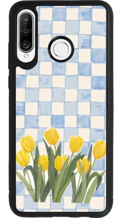 Huawei P30 Lite Case Hülle - Silikon schwarz Blue vichy tulips Spring 2026
