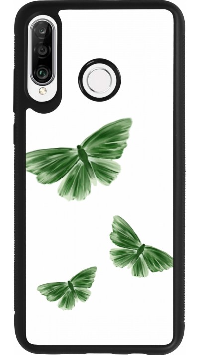 Huawei P30 Lite Case Hülle - Silikon schwarz Butterflies Spring 2026