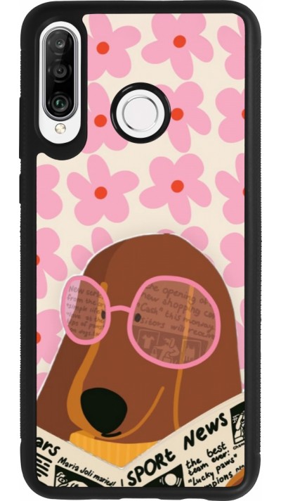 Huawei P30 Lite Case Hülle - Silikon schwarz Dog with newspaper Spring 2026