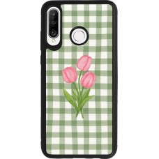 Huawei P30 Lite Case Hülle - Silikon schwarz Green vichy tulips Spring 2026