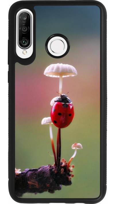Huawei P30 Lite Case Hülle - Silikon schwarz Ladybird on a mushroom Spring 2026