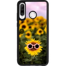 Huawei P30 Lite Case Hülle - Silikon schwarz Sunflower with glasses Spring 2026