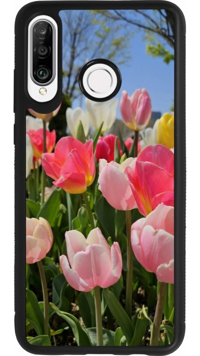 Huawei P30 Lite Case Hülle - Silikon schwarz Tulips Spring 2026