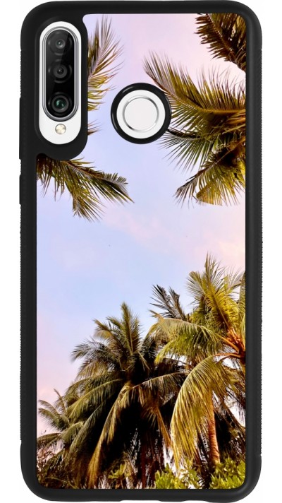 Coque Huawei P30 Lite - Silicone rigide noir Summer 2023 palm tree vibe